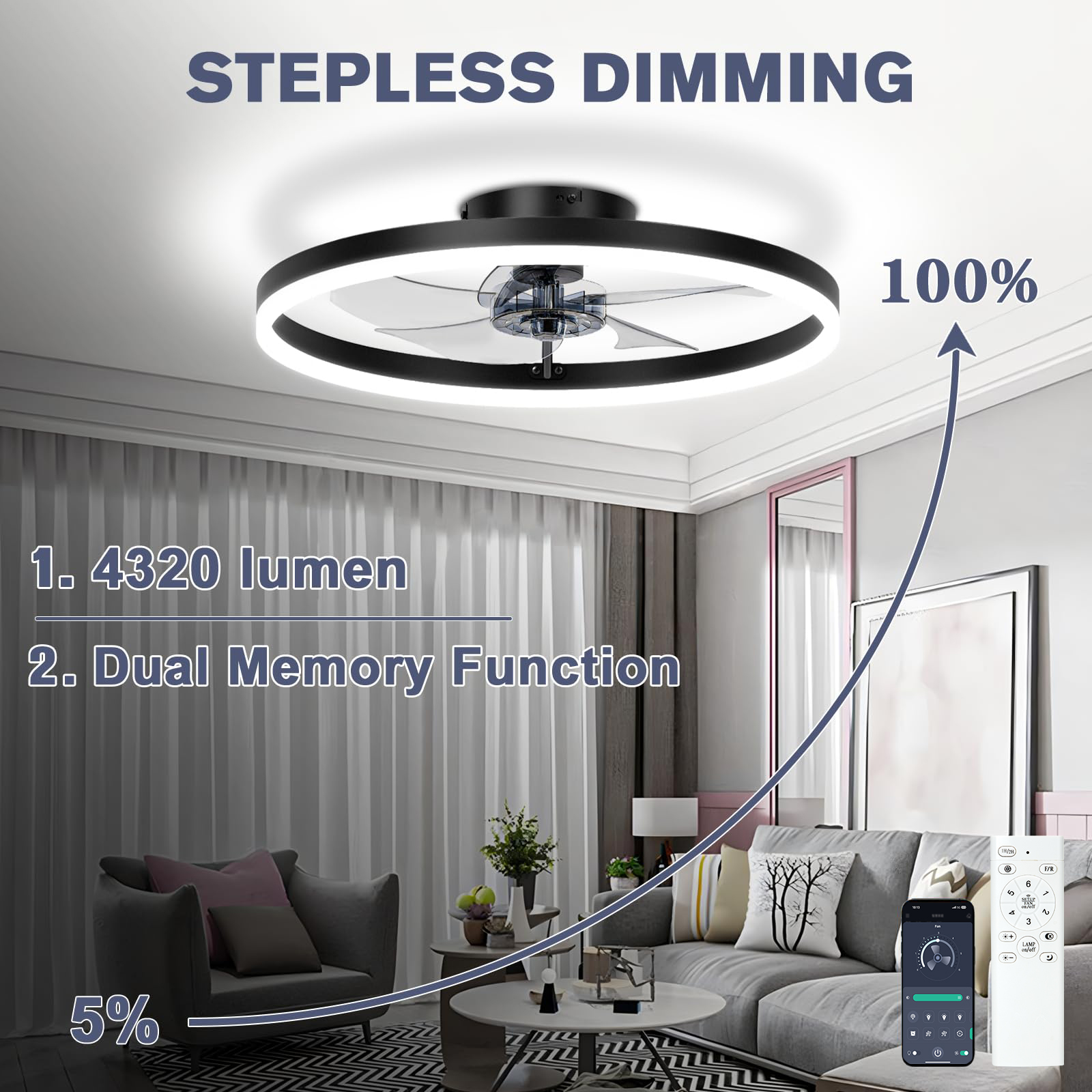 Smart Home Ventilation - Smart Ceiling Fan Control 6Speed Optimized