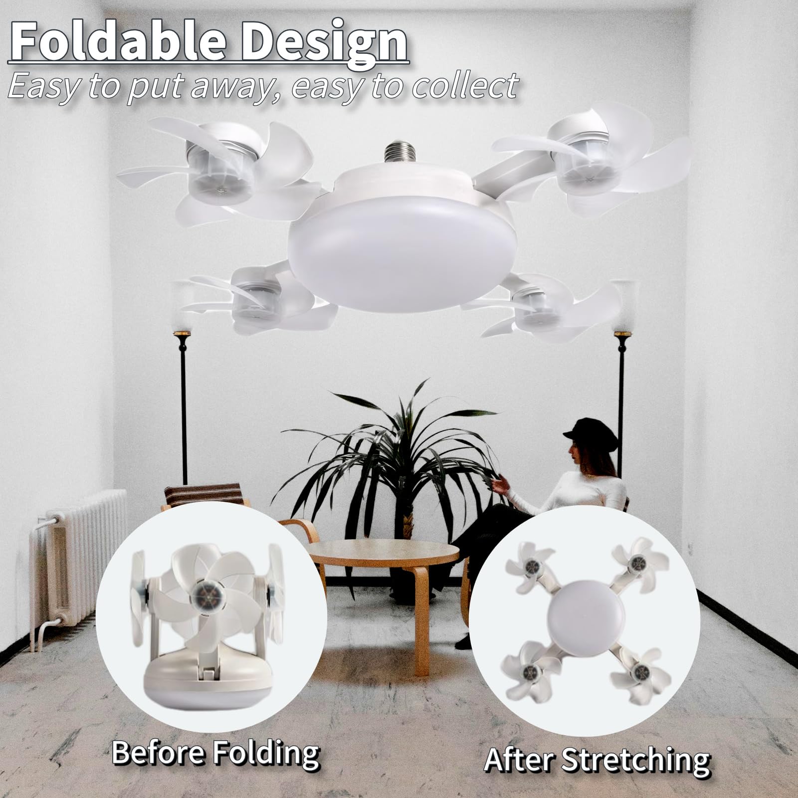 Voice Control Light Bulb - Screw in Ceiling Fan with Remote
