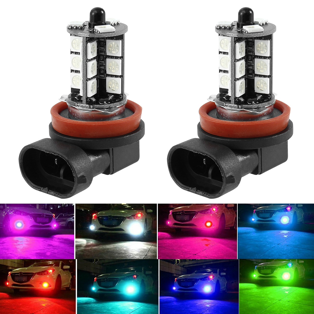 Voice Control Light Bulb - 2PCS 27 LED Car Fog Lights