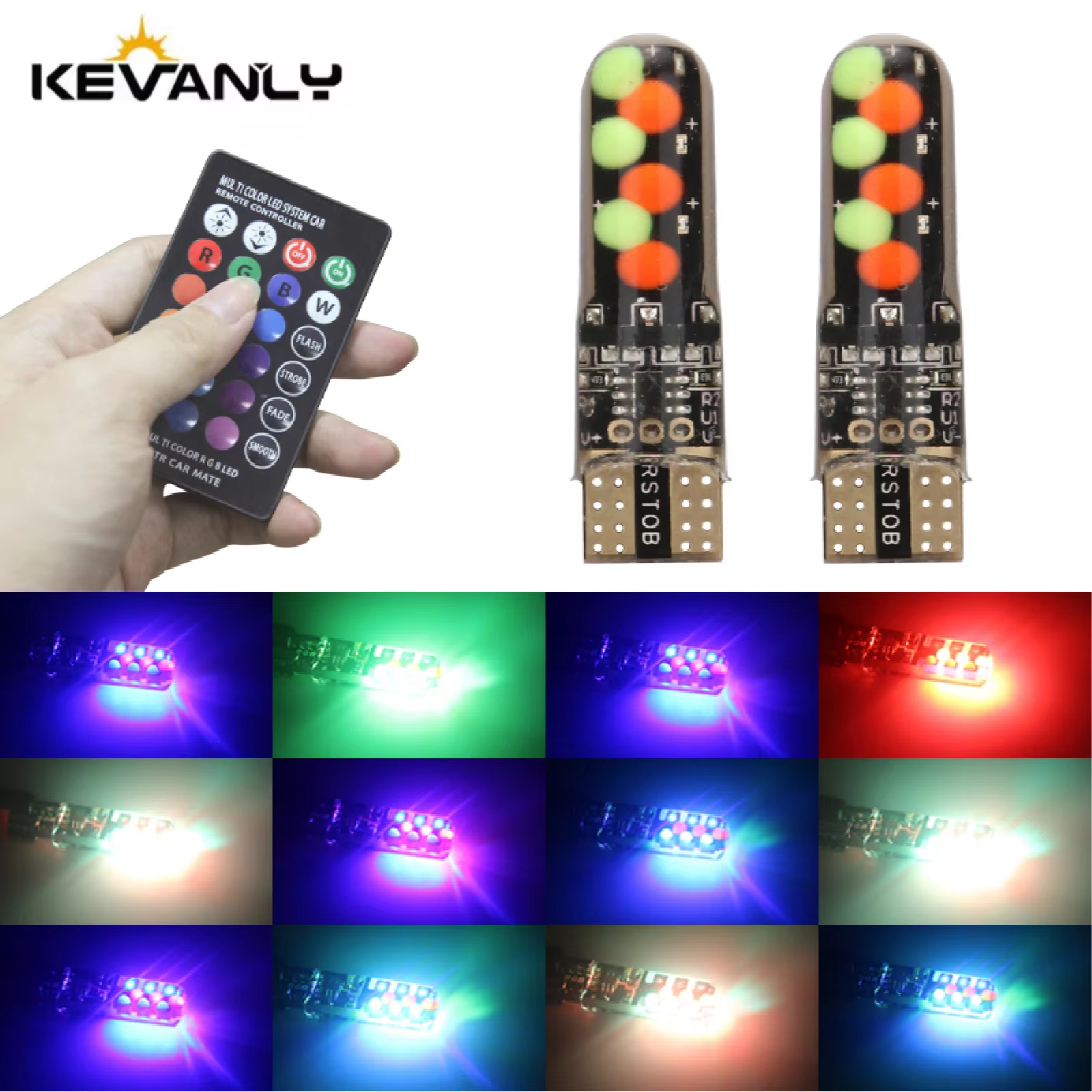 Voice Control Light Bulb - 1set T10 W5w RGB LED Bulb