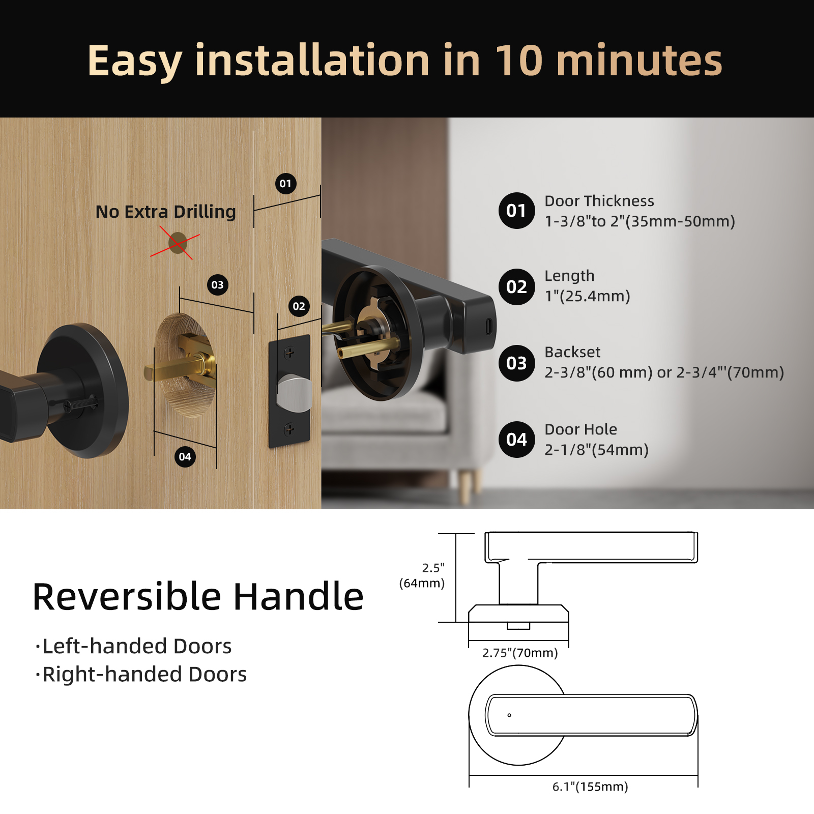 Viladepot Handle Shaped Smart  – обзор и цена Smart Home Door Lock
