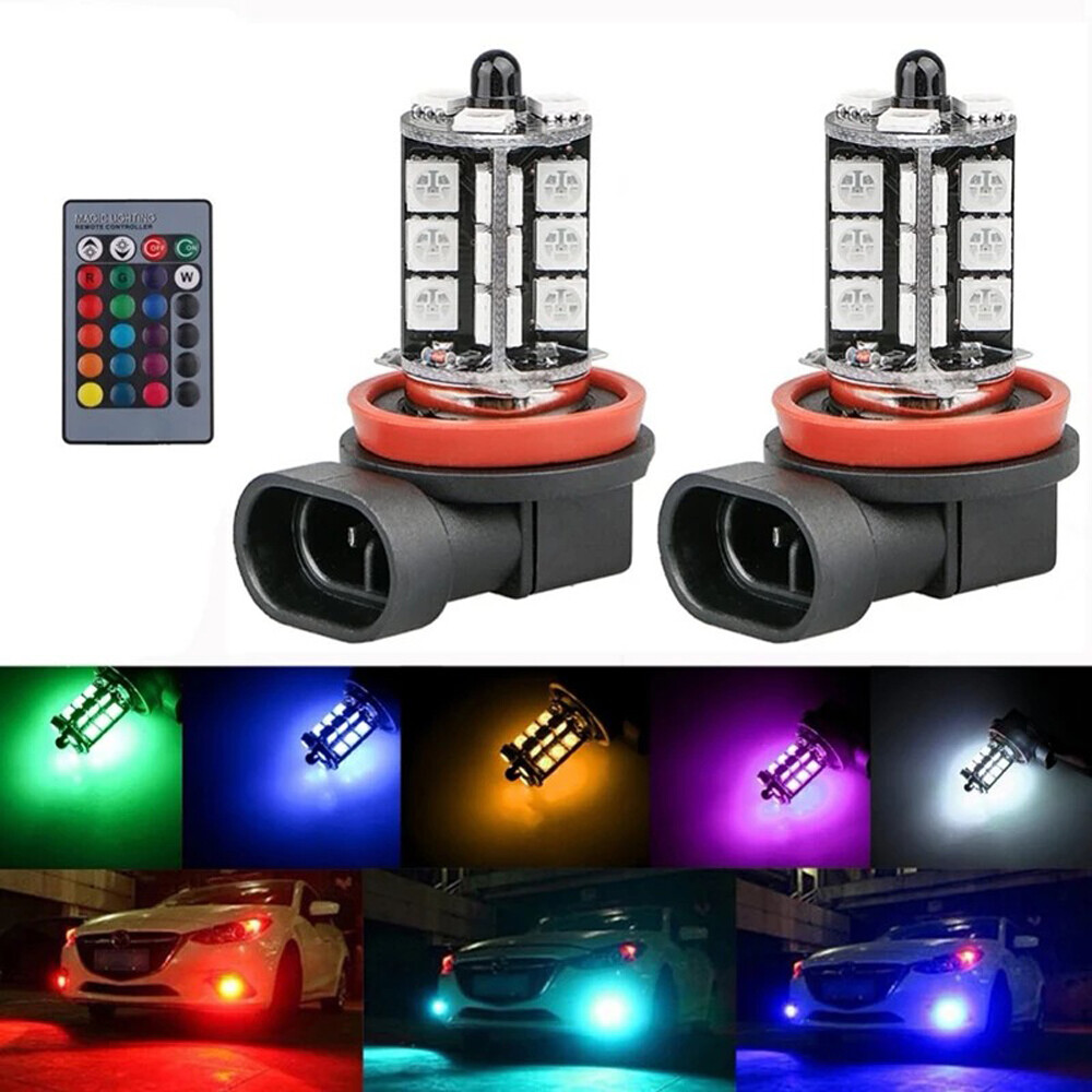 2x RGB H11 H9 H8 5050 27SMD Ca – обзор и цена Voice Control Light Bulb