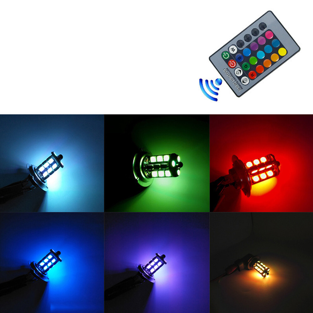 2x RGB H11 H9 H8 5050 27SMD Ca – обзор и цена Voice Control Light Bulb