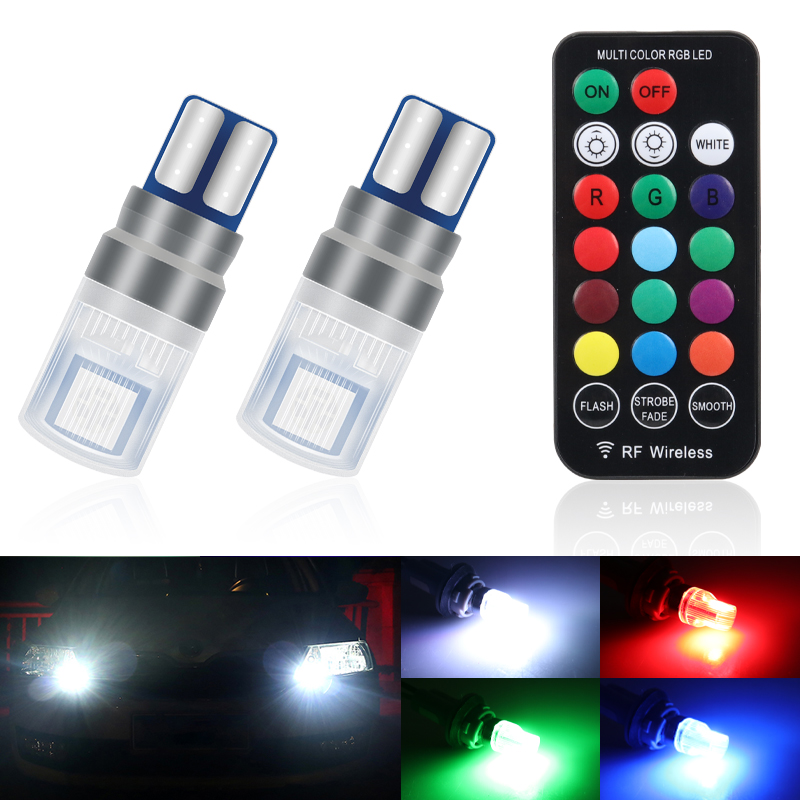 2Pcs/Set RGB LED T10 W5W Bulbs – обзор и цена Voice Control Light Bulb