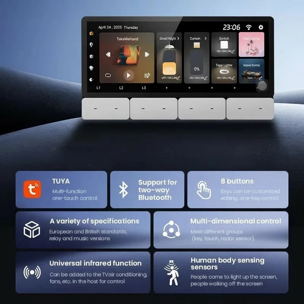 F5 Tuya UK Touch Screen Music  – обзор и цена Smart Home Control