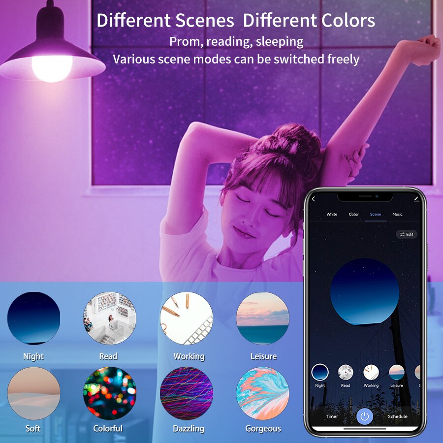 E27 WiFi Smart LED Bulb RGBCW  – обзор и цена Voice Control Light Bulb