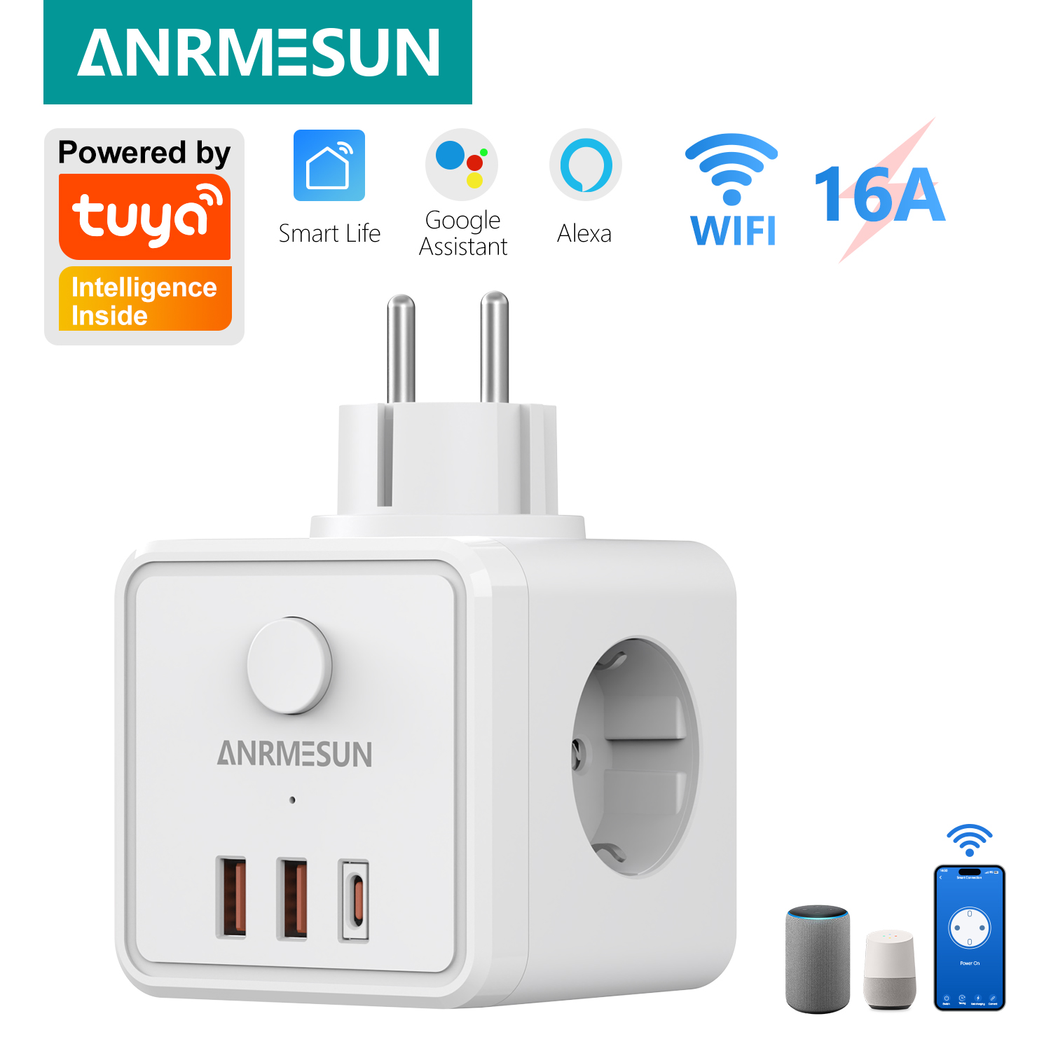 3 EU Plug 2 USB-A 1 Type-C Por – обзор и цена Smart Home Utilities