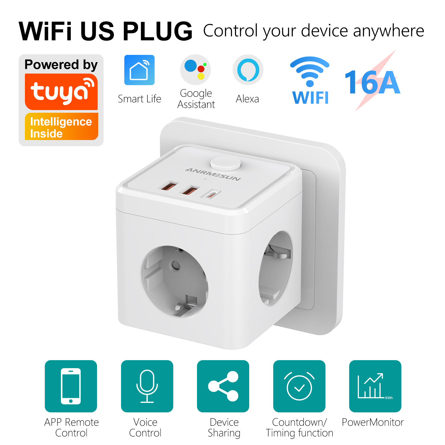 3 EU Plug 2 USB-A 1 Type-C Por – обзор и цена Smart Home Utilities