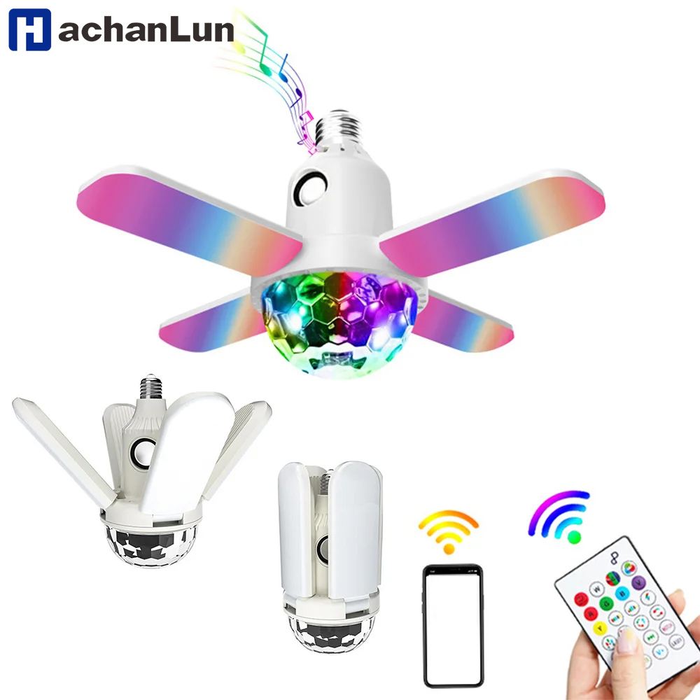 E27 LED Bulb Fan Four-leaf Bla – обзор и цена Voice Control Light Bulb