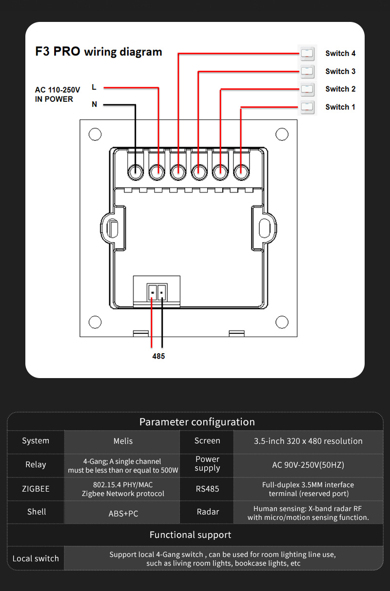 F3 Pro 3.5 Inch IPS Touch Pane – обзор и цена Smart Home Switch