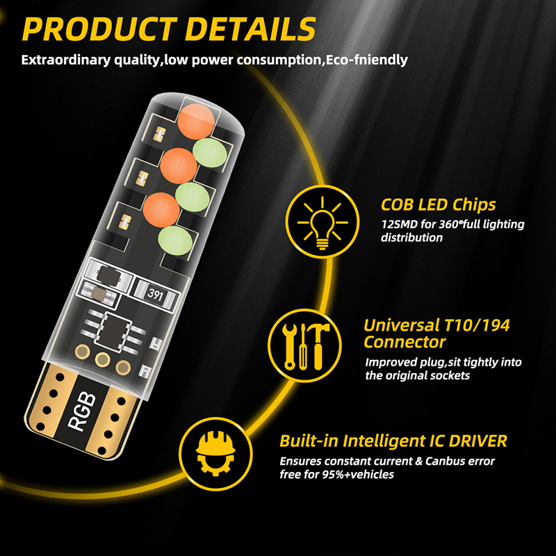 1set T10 W5w RGB LED Bulb Remo – обзор и цена Voice Control Light Bulb
